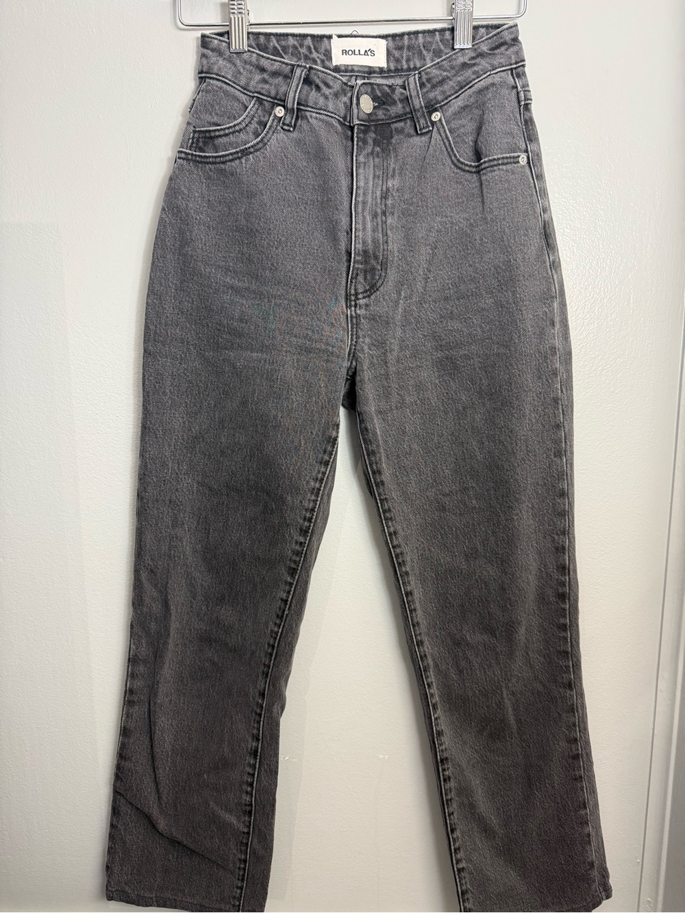 10. ROLLA'S High-Rise Straight Leg Jeans - Charcoal Gray